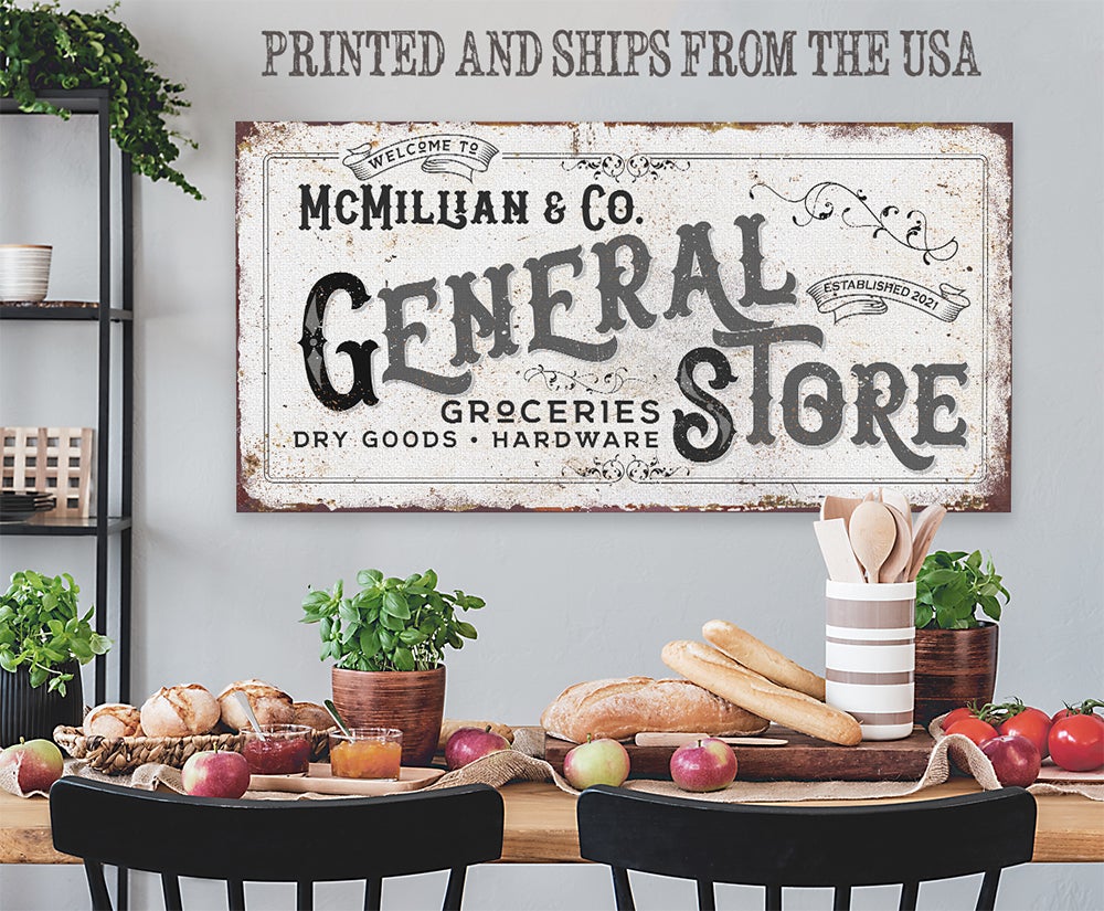 Personalized - General Store - Canvas | Lone Star Art.