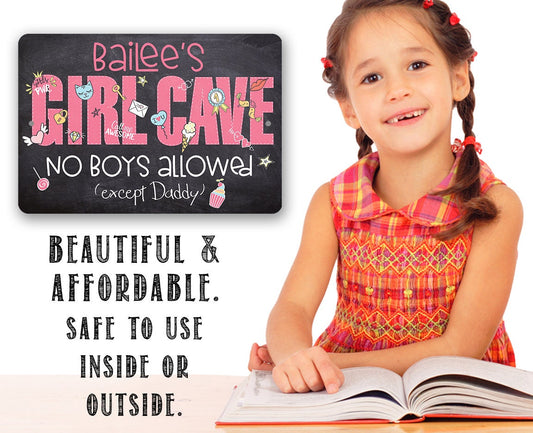Personalized - Girl Cave - Metal Sign Metal Sign Lone Star Art
