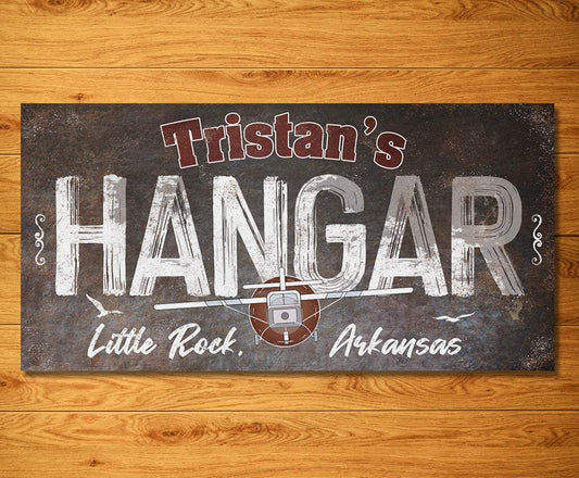 Personalized - Hangar Airplane - Canvas | Lone Star Art.
