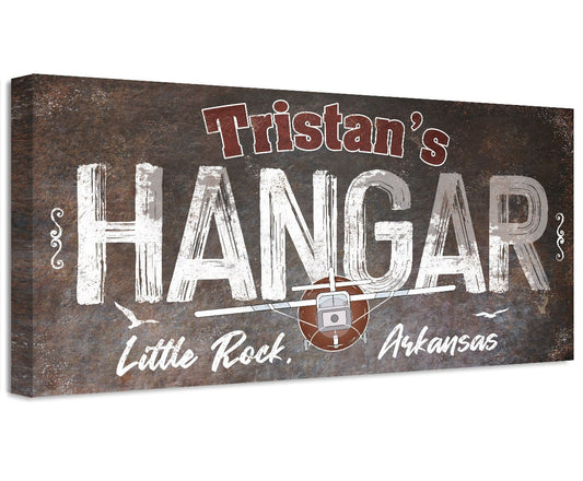 Personalized - Hangar Airplane - Canvas | Lone Star Art.