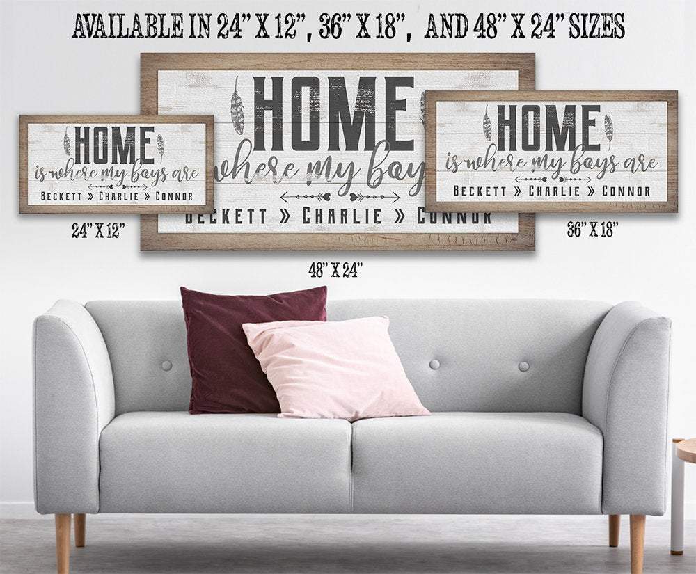 Personalized - Home Is Where My Boys Are - Canvas | Lone Star Art.