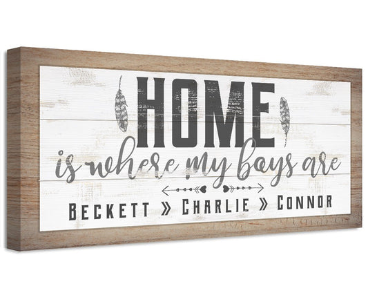 Personalized - Home Is Where My Boys Are - Canvas | Lone Star Art.
