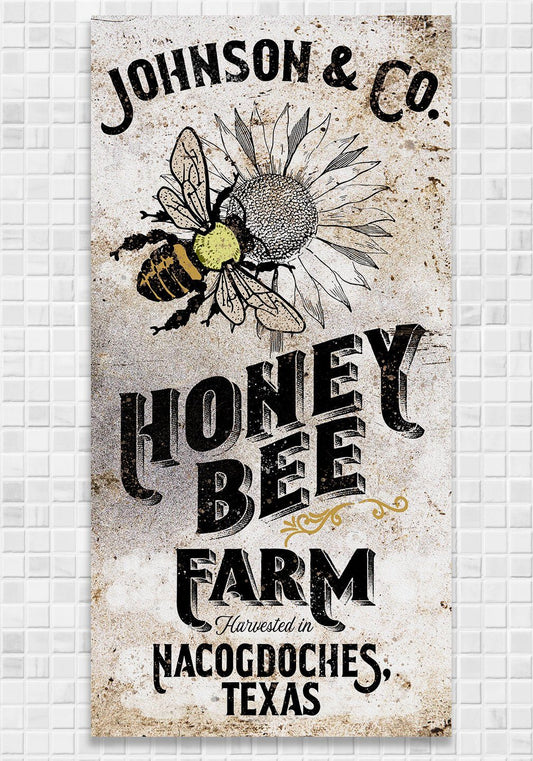 Personalized - Honey Bee Farm - Canvas | Lone Star Art.