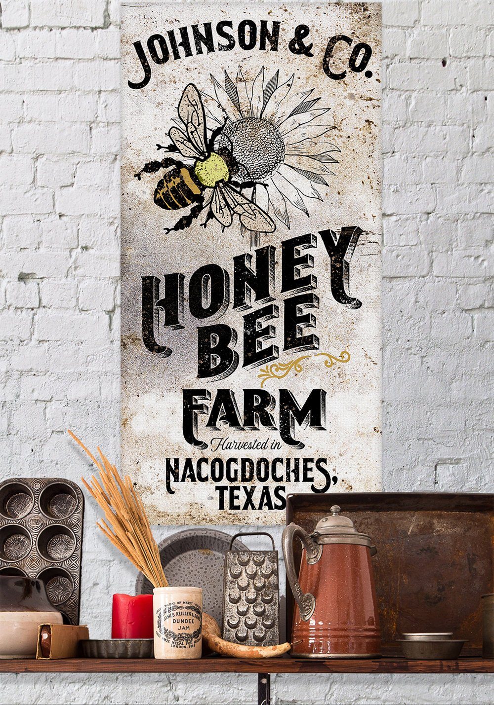 Personalized - Honey Bee Farm - Canvas | Lone Star Art.