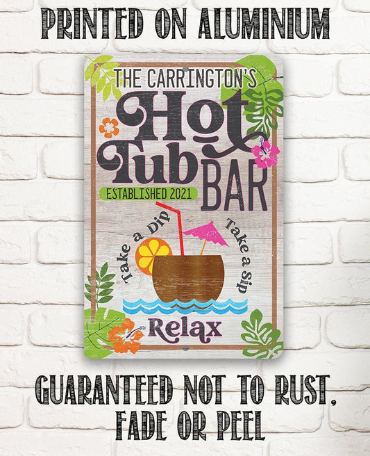 Personalized - Hot Tub Bar - Metal Sign | Lone Star Art.
