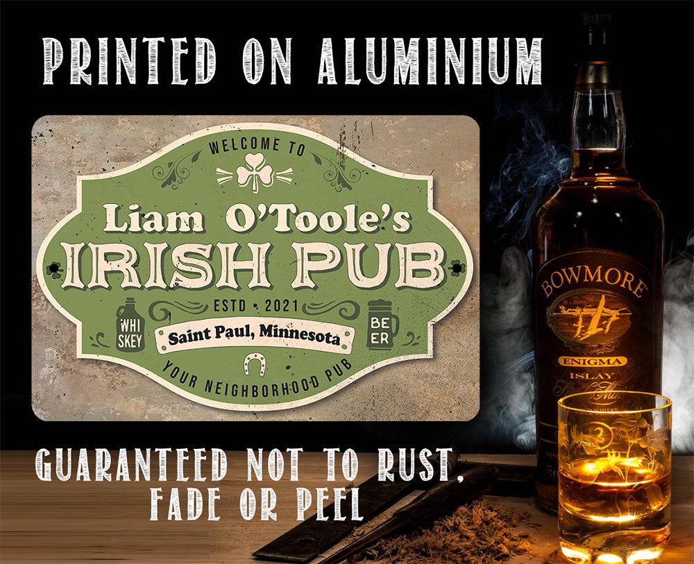 Personalized - Irish Pub - Metal Sign | Lone Star Art.
