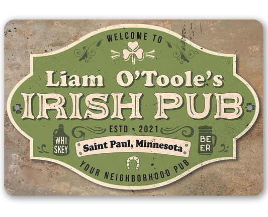 Personalized - Irish Pub - Metal Sign | Lone Star Art.