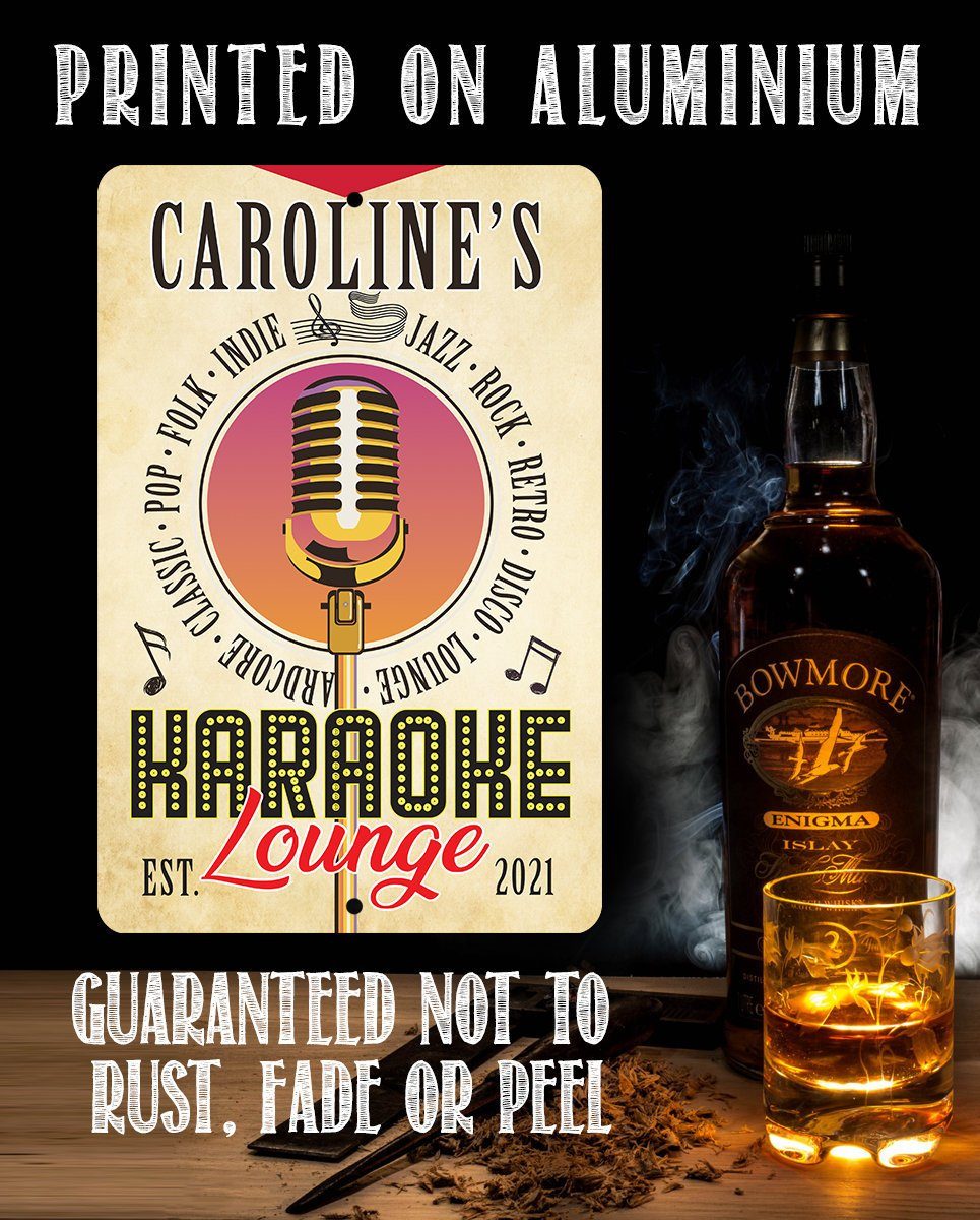 Personalized - Karaoke Lounge - Metal Sign | Lone Star Art.