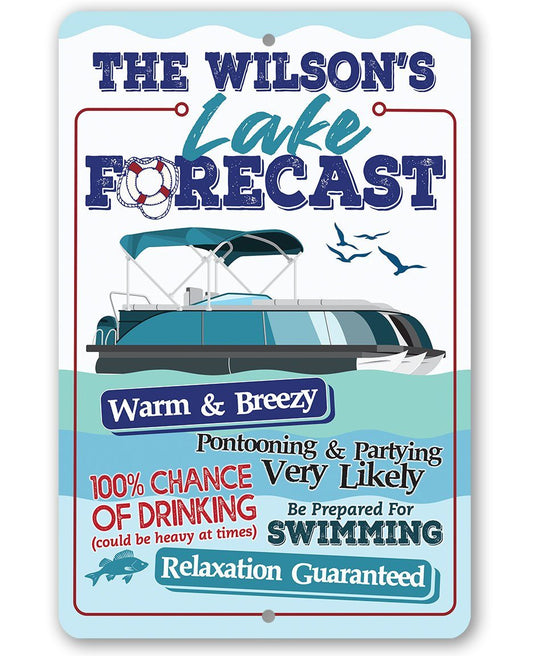 Personalized - Lake Forecast Pontoon - Metal Sign | Lone Star Art.