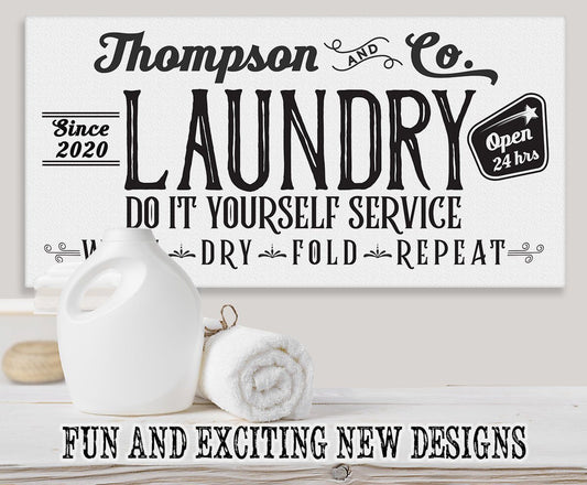Personalized - Laundry and Co - Canvas | Lone Star Art.