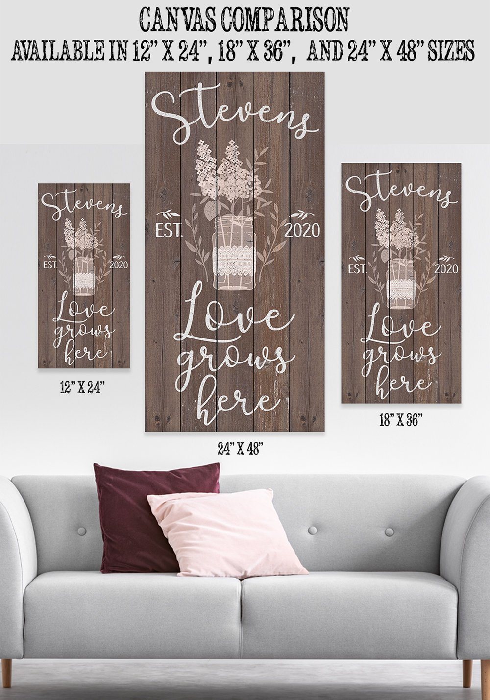 Personalized - Love Grows Here - Canvas | Lone Star Art.