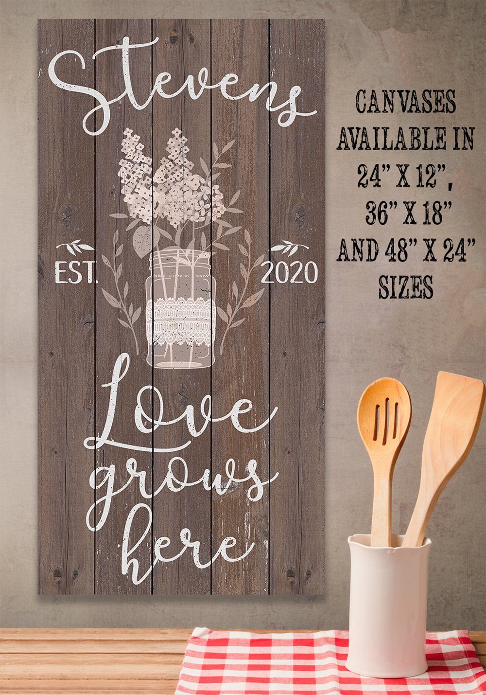 Personalized - Love Grows Here - Canvas | Lone Star Art.