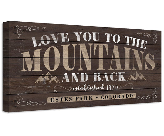 Personalized - Love You To The Mountains - Canvas | Lone Star Art.