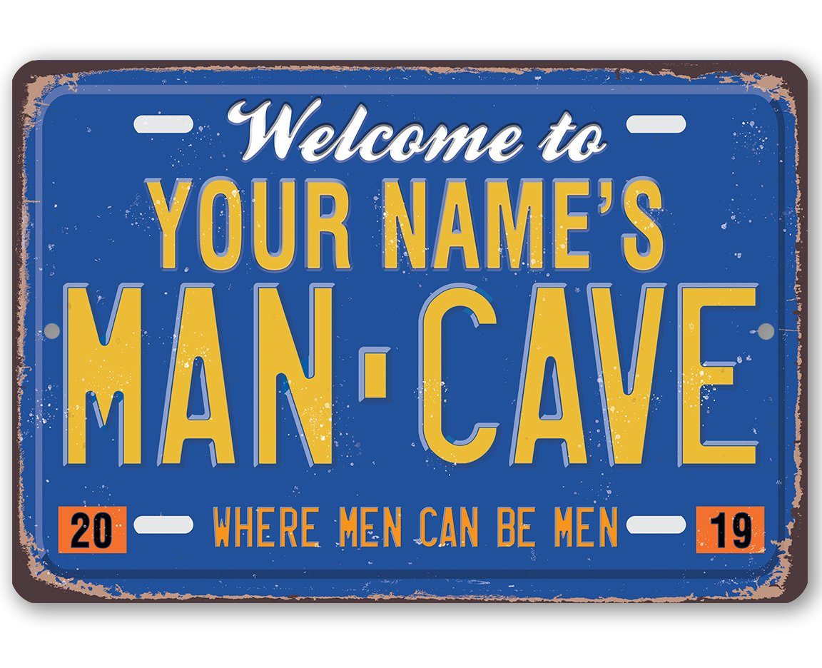 Personalized - Man Cave License Plate - Metal Sign | Lone Star Art.