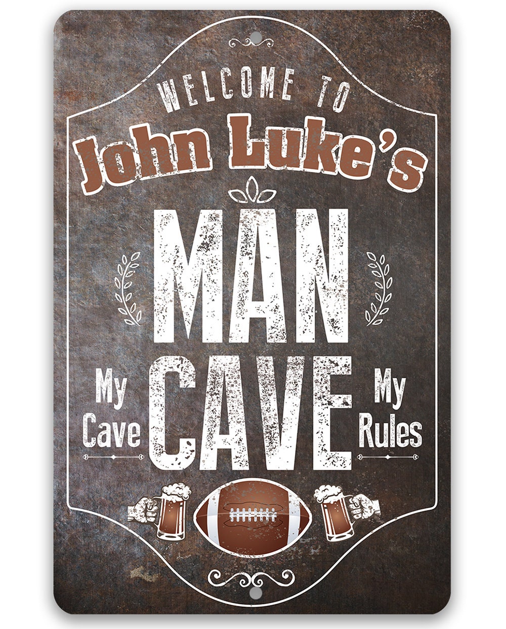 Personalized - Man Cave, My Cave, My Rules - Metal Sign Metal Sign Lone Star Art 