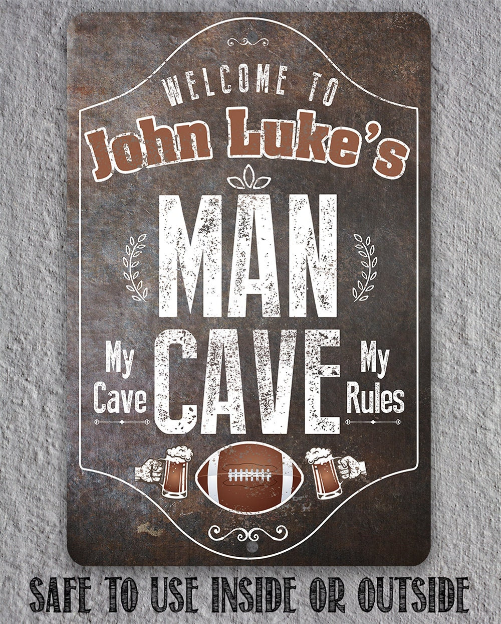 Personalized - Man Cave, My Cave, My Rules - Metal Sign Metal Sign Lone Star Art 