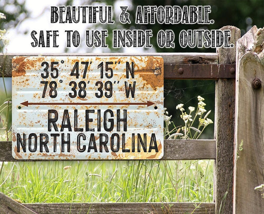 Personalized - Map Coordinates Any City Any State - 8" x 12" or 12" x 18" Aluminum Tin Awesome Metal Poster Lone Star Art