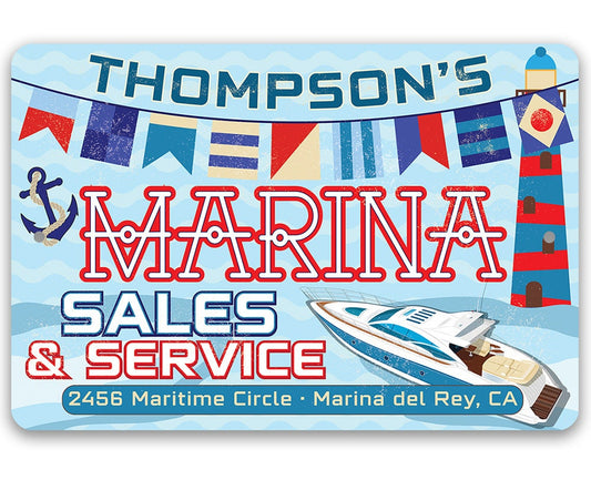 Personalized - Marina Sales and Service - 8" x 12" or 12" x 18" Aluminum Tin Awesome Metal Poster Lone Star Art
