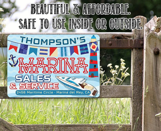 Personalized - Marina Sales and Service - 8" x 12" or 12" x 18" Aluminum Tin Awesome Metal Poster Lone Star Art