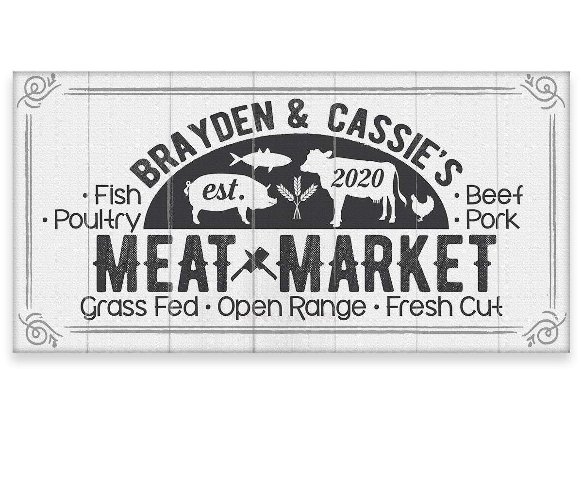 Personalized - Meat Market - Canvas | Lone Star Art.