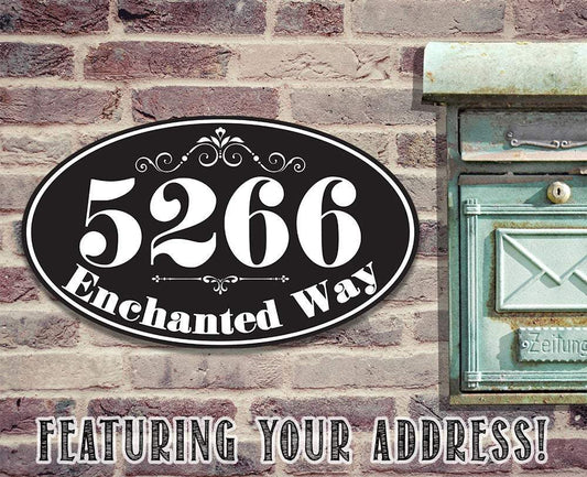 Personalized - Address Plaque - Oval - Metal Sign | Lone Star Art.