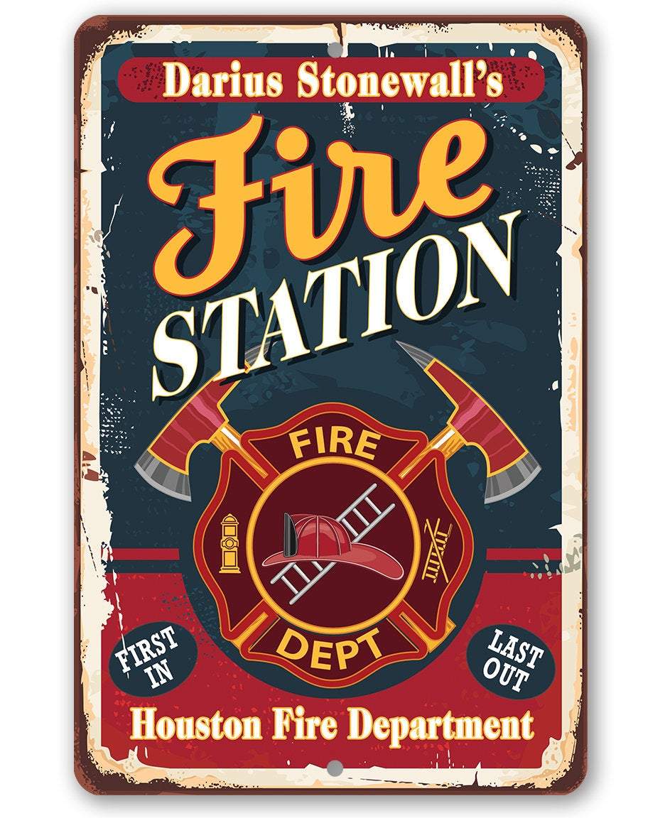 Personalized - Fire Station - Metal Sign | Lone Star Art.