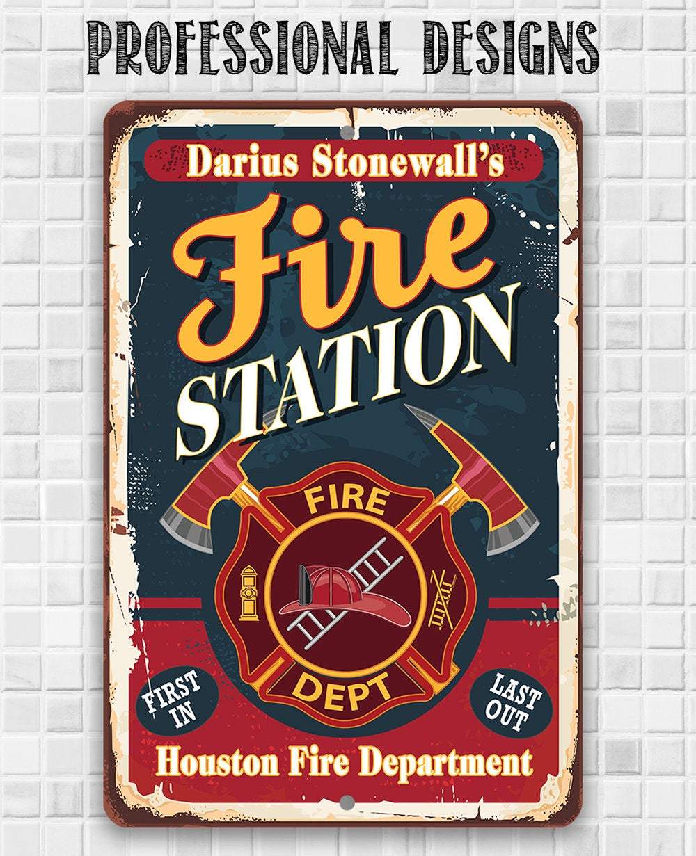 Personalized - Fire Station - Metal Sign | Lone Star Art.