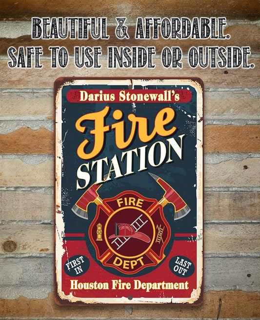 Personalized - Fire Station - Metal Sign | Lone Star Art.