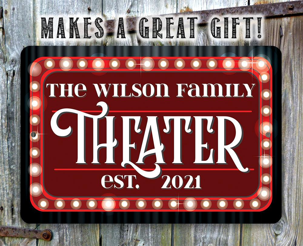 Personalized - Theater Family Name - Metal Sign | Lone Star Art.