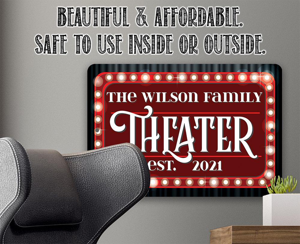 Personalized - Theater Family Name - Metal Sign | Lone Star Art.