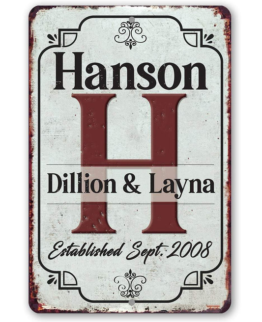 Personalized - Monogram Family - Metal Sign | Lone Star Art.