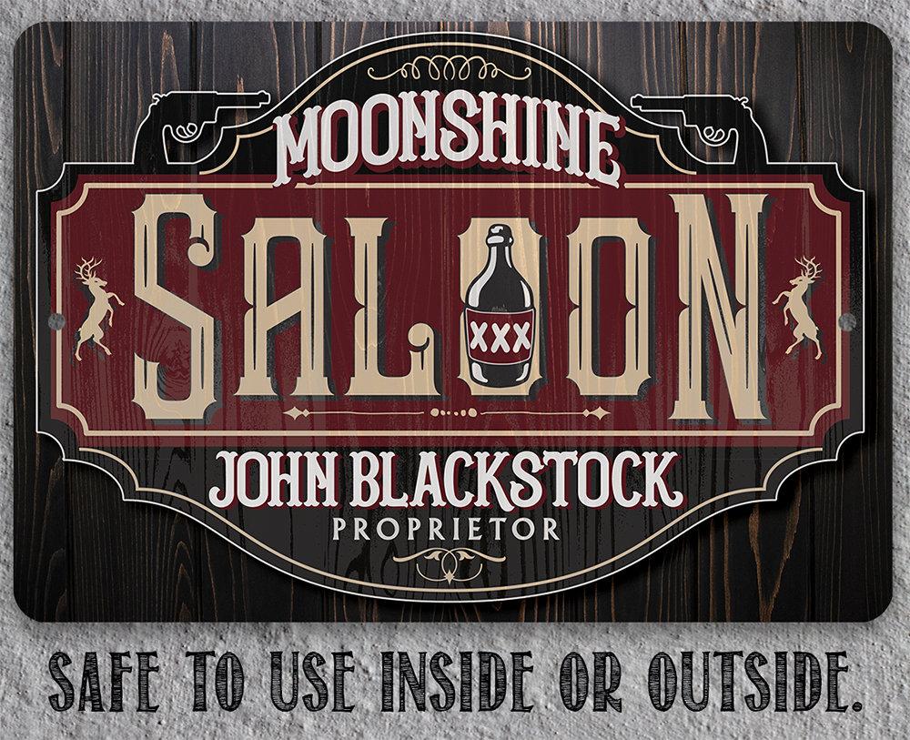 Personalized - Moonshine Saloon - Metal Sign | Lone Star Art.