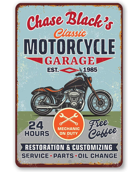 Personalized - Motorcycle Repair Garage - Metal Sign | Lone Star Art.