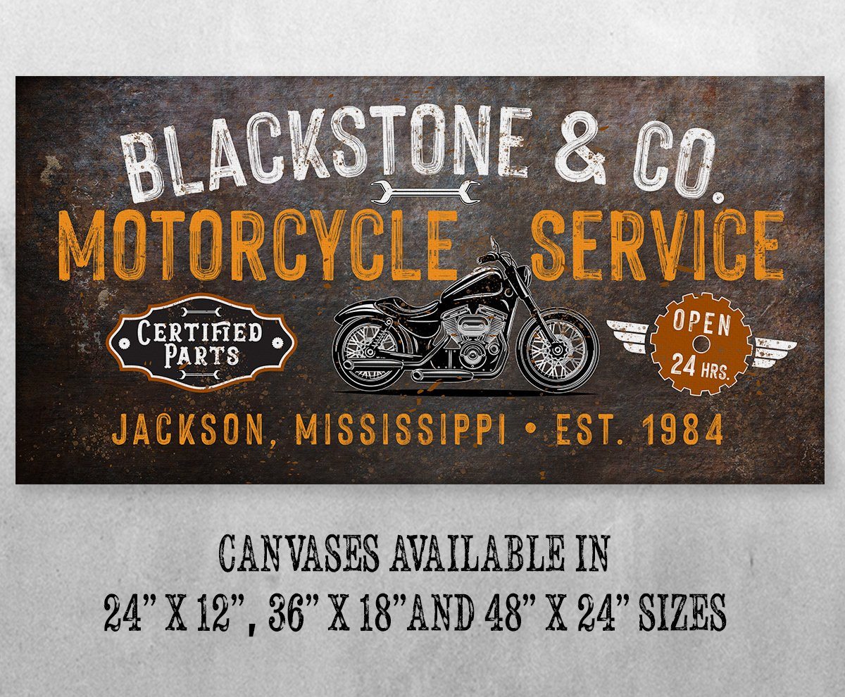 Personalized - Motorcycle Service - Canvas | Lone Star Art.