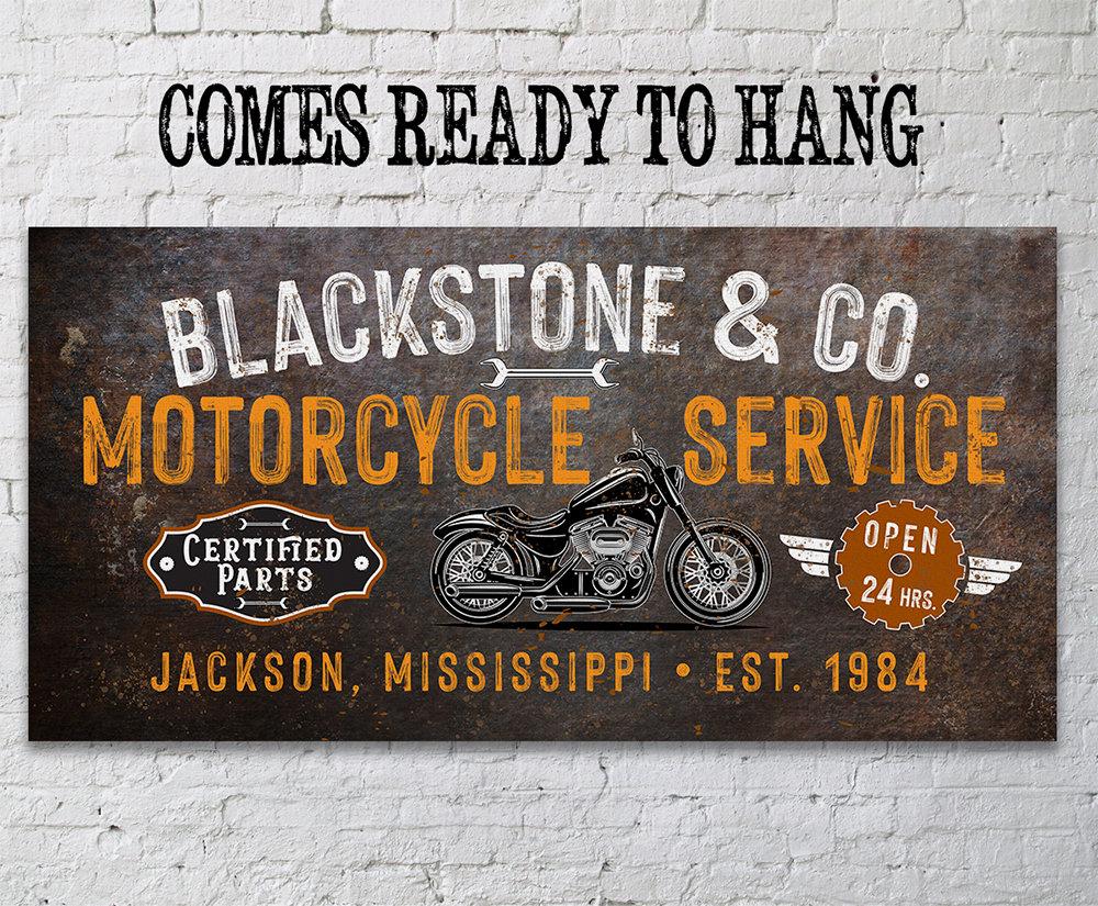 Personalized - Motorcycle Service - Canvas | Lone Star Art.