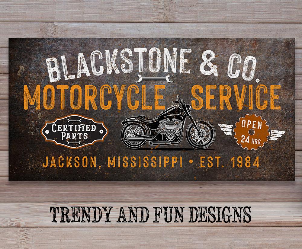 Personalized - Motorcycle Service - Canvas | Lone Star Art.