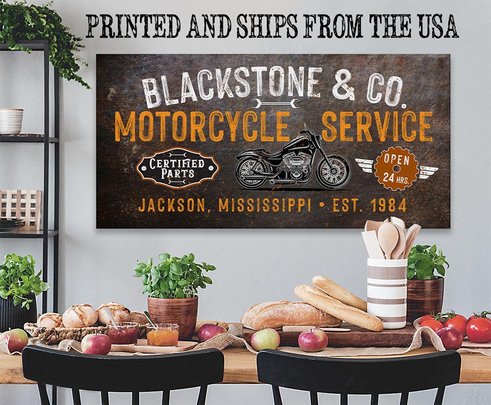 Personalized - Motorcycle Service - Canvas | Lone Star Art.