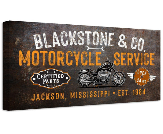 Personalized - Motorcycle Service - Canvas | Lone Star Art.
