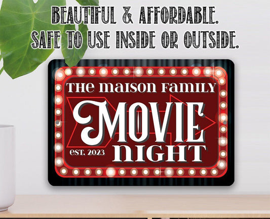 Personalized - Movie Night - Metal Sign Metal Sign Lone Star Art