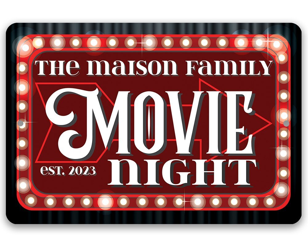 Personalized - Movie Night - Metal Sign Metal Sign Lone Star Art 