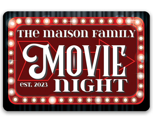 Personalized - Movie Night - Metal Sign Metal Sign Lone Star Art