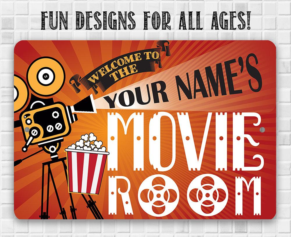 Personalized - Movie Room - Metal Sign | Lone Star Art.