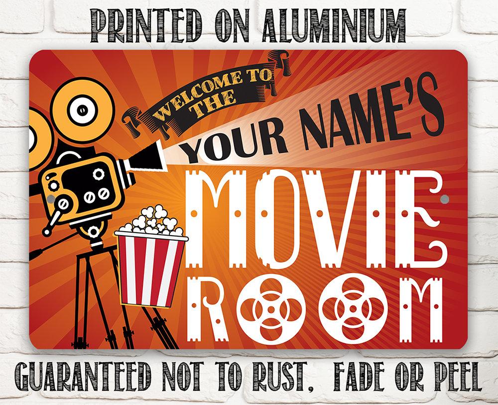 Personalized - Movie Room - Metal Sign | Lone Star Art.