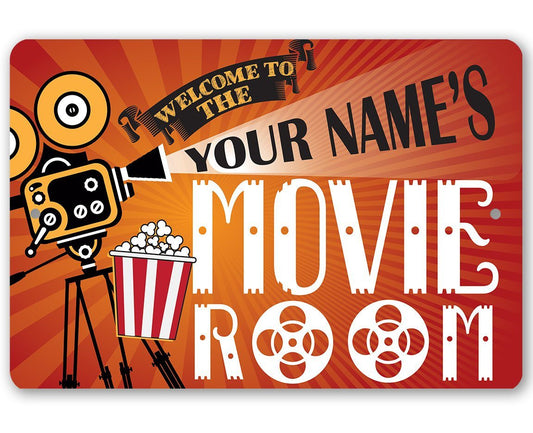 Personalized - Movie Room - Metal Sign | Lone Star Art.