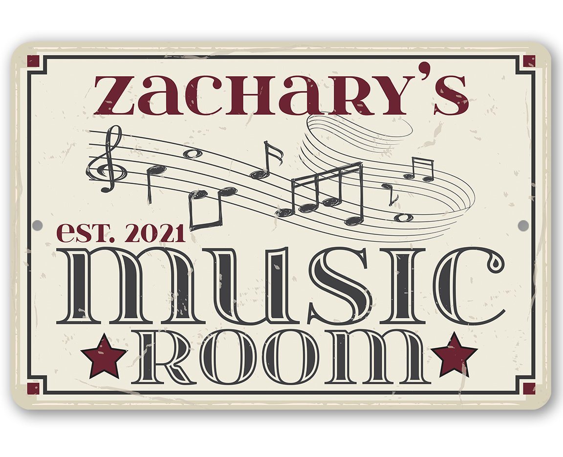 Personalized - Music Room - Metal Sign | Lone Star Art.
