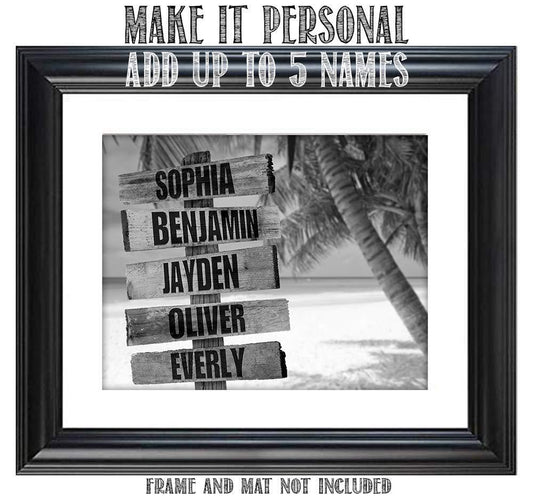 Personalized - Names Sign Post Art - Beach - Print or Canvas | Lone Star Art.