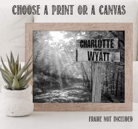 Personalized - Names Sign Post Art - Country Road - Print or Canvas | Lone Star Art.