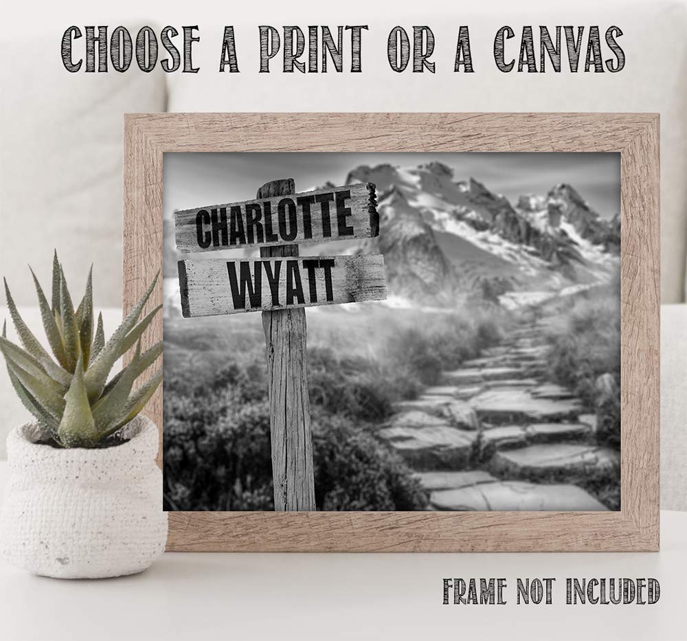 Personalized - Names Sign Post Art - Mountain Path - Print or Canvas | Lone Star Art.