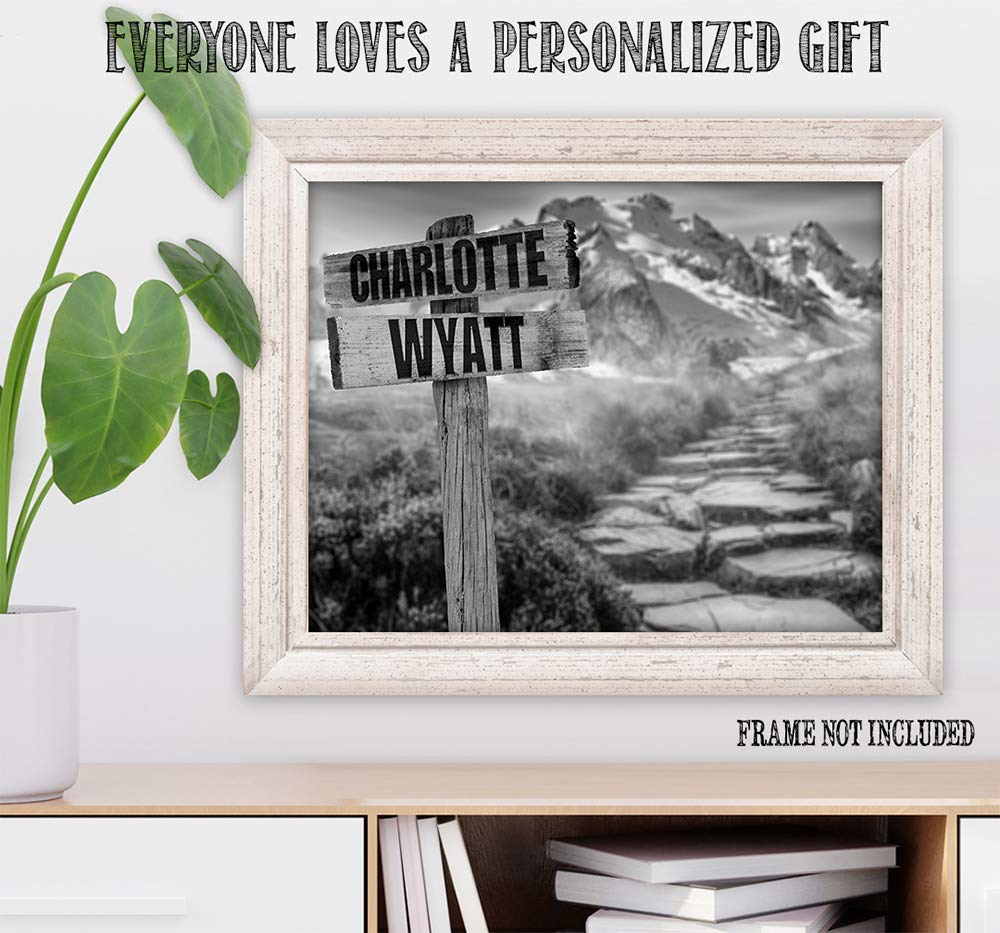 Personalized - Names Sign Post Art - Mountain Path - Print or Canvas | Lone Star Art.
