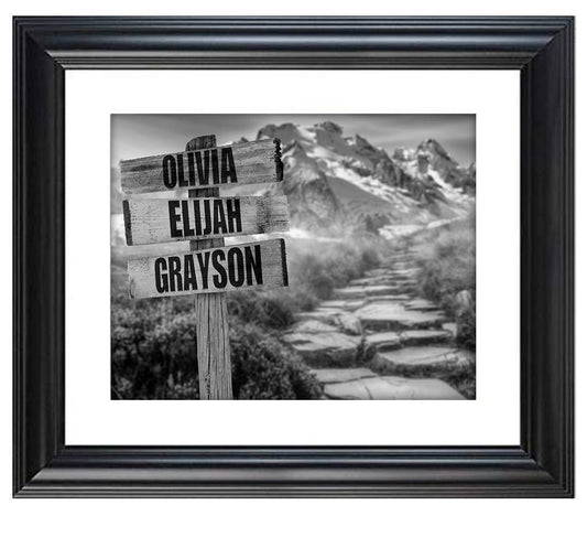 Personalized - Names Sign Post Art - Mountain Path - Print or Canvas | Lone Star Art.